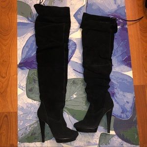 Black Thigh-High Suede Boots